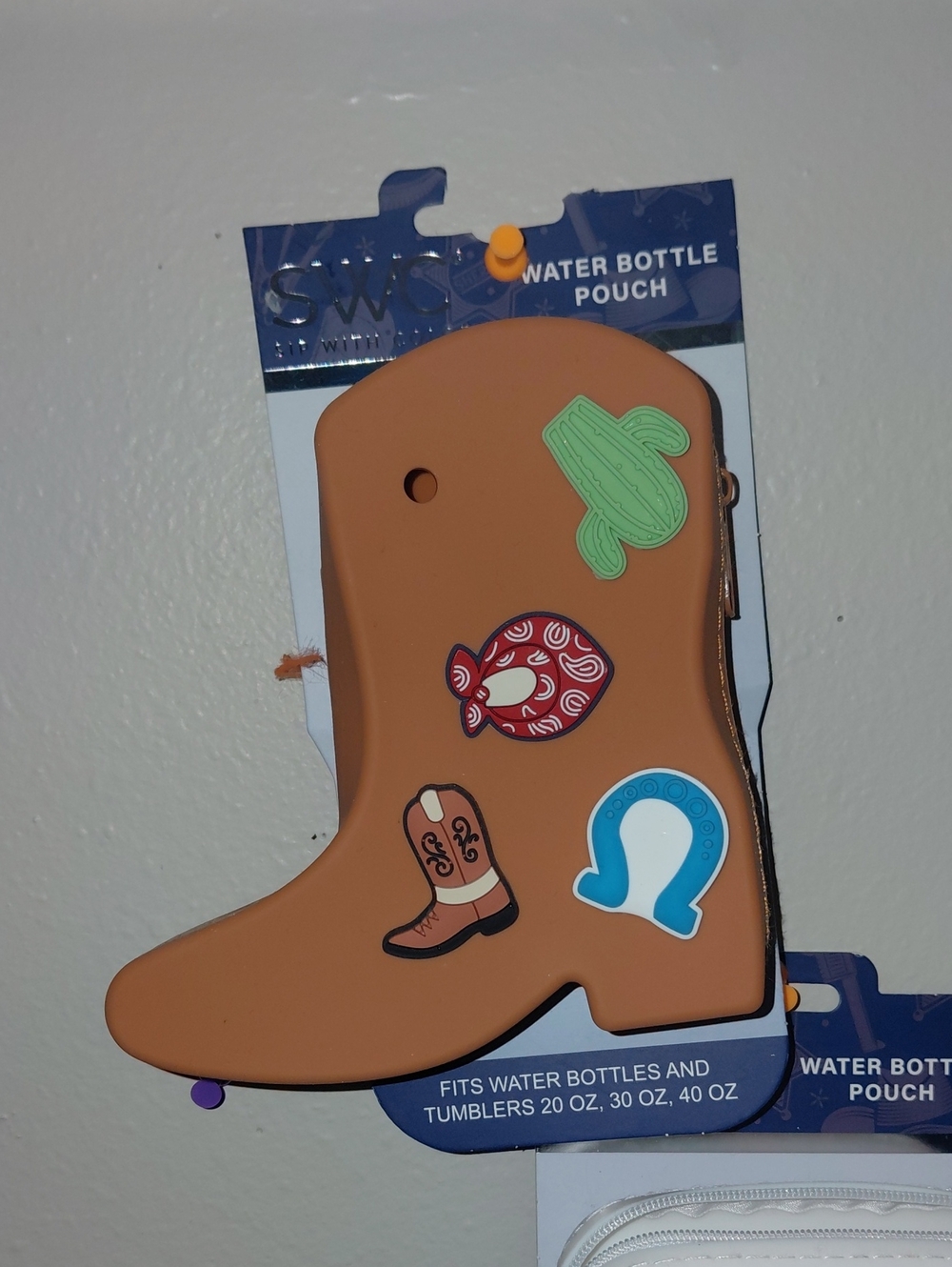 Water Bottle Pouch - Brown Boot Design with Western Stickers